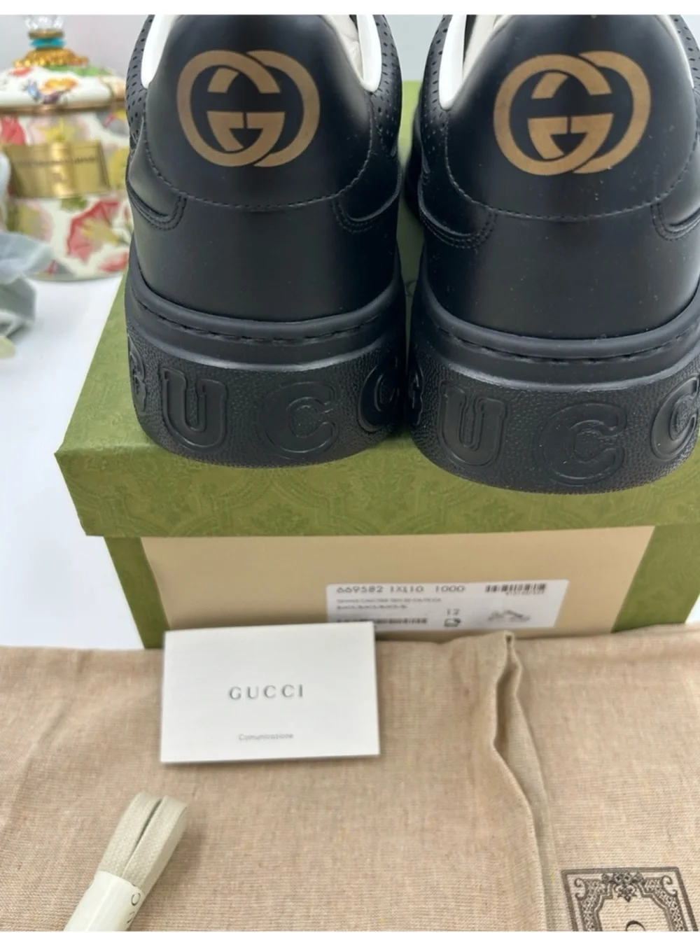 Gucci GG embossed leather sneakers size 12 fits 13 US made in Italy